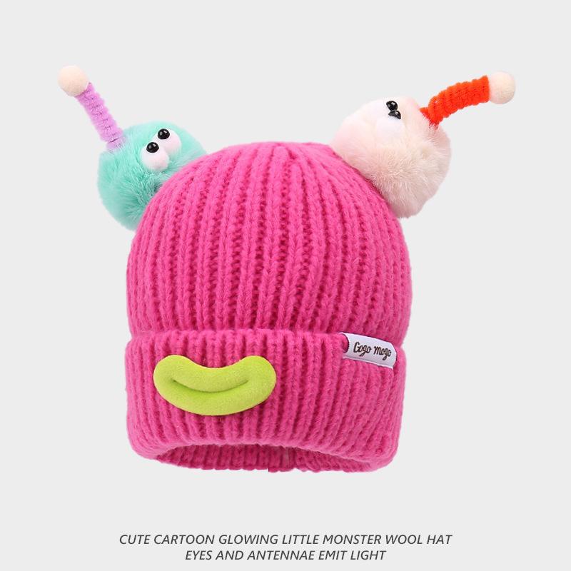 Nowe męskie i damskie kolorowe zabawne czapki, czapki z dzianiny wełnianej, zimowe urocze dziecięce czapki z pomponem dla rodziców i dzieci, ciepłe nauszniki