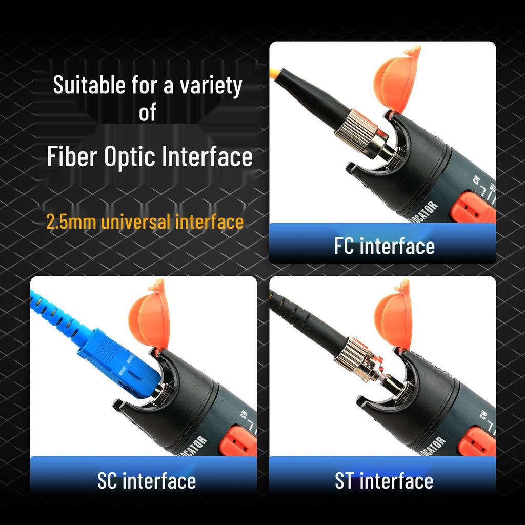 10mW Glasfaser Rotlicht Teststift - 10km Reichweite, Metall, Stiftform