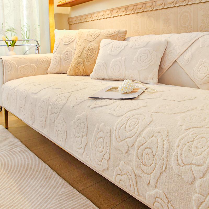 Tafu Sametová pohovka Polštář Růže Jacquard Neklouzavý potah na pohovku Kočka Rohožka na pohovku pro mazlíčka Ručník Rohový potah do obývacího pokoje ve tvaru L