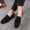 Fashion Men Leather Shoes Man Loafers Casual Fashion Mens Rhinestone Driving Shoes Man Flats Dress Wedding Slip-on Club Sneakers New