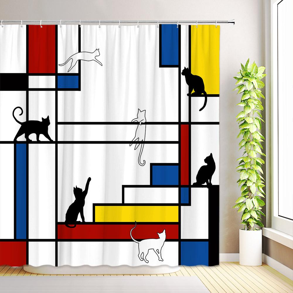 Tropical Palm Leaves Shower Curtain Boho Aesthetic Minimalist Modern Art Butterfly Flower Plant Bathroom Decor with Hooks