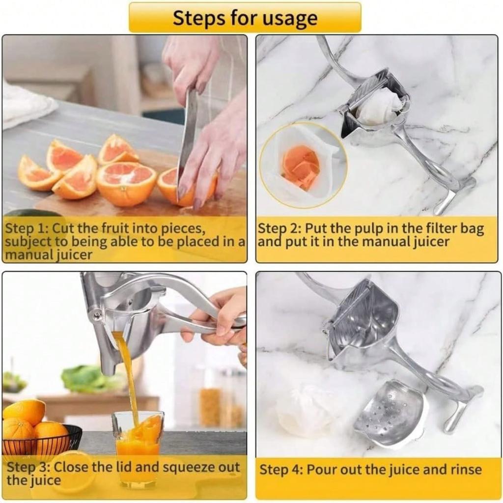 Heavy Duty Manual Metal Fruit Squeezer With Fine Filter, Versatile Juicing Tool For Lemon Orange Apple Watermelon Household Kitchen Use