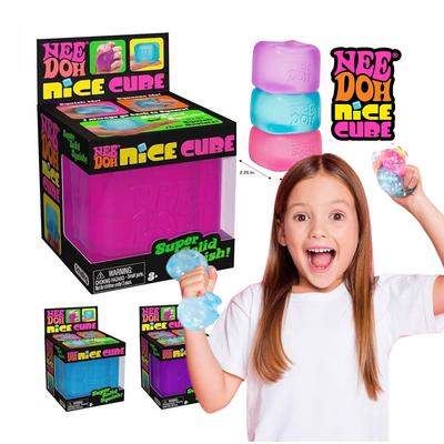 Schylling Needoh Nice Cube - Sensory Toy, Stress Relief Squishy Toy, Cube Squeeze Ball, Vent Toy, Kids Gift, Red Purple Blue, Sn