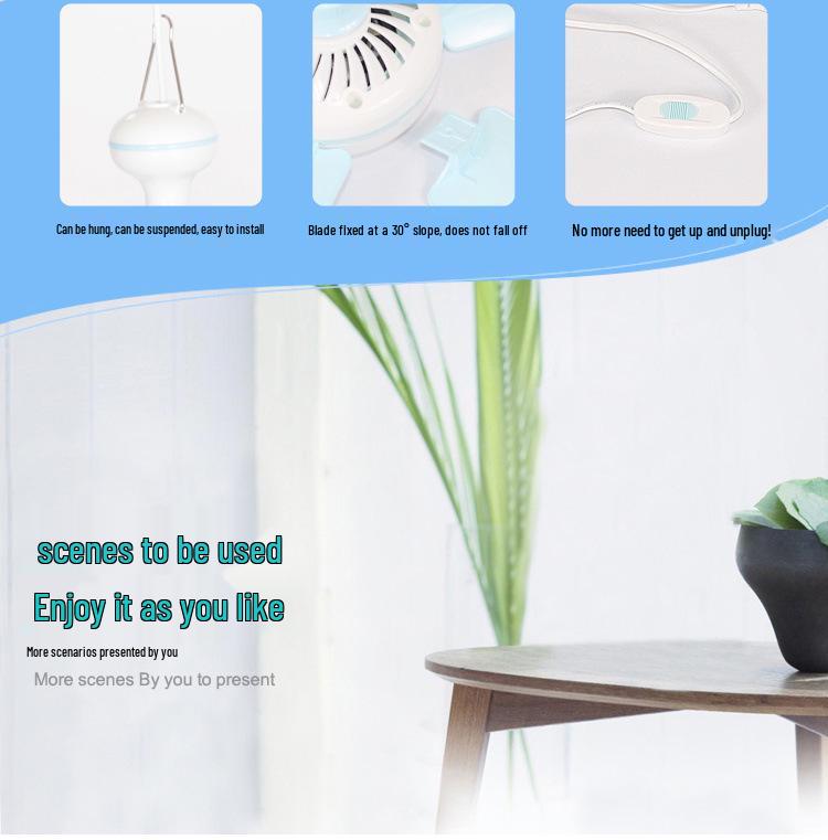 Compact Silent Ceiling Fan for Dorms and Bedrooms