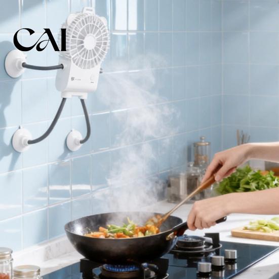 Bendable Leg Desk Fan Octopus Suction Cup Mini Fan, Flexible Legs Clip with 3 Multi Functional Portable Speed, Quiet USB Rechargeable