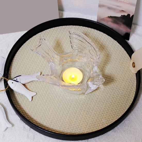 Glass Candle Holder Bird Shape Candlestick Ornament Festive Atmosphere Table Decoration for Home Party Festival