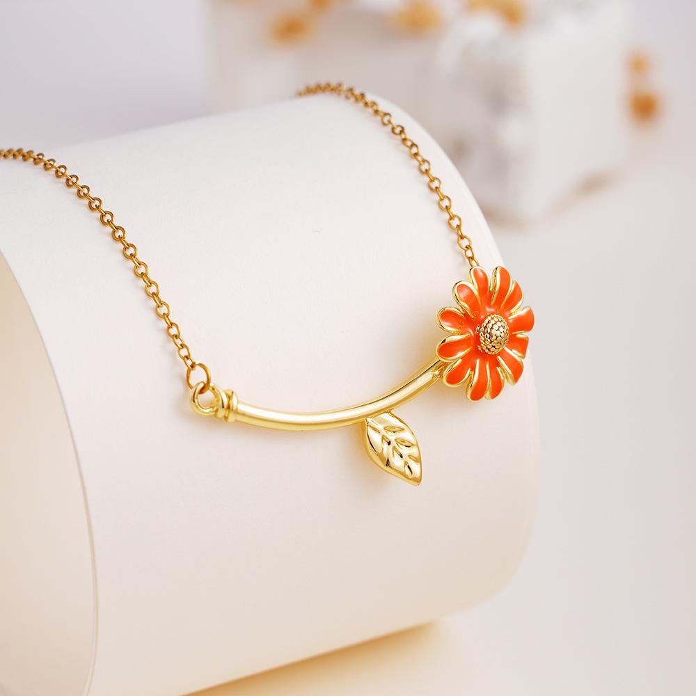 Sweet Colorful Enamel Daisy Choker Necklace Stainless Steel Chain Jewelry Gifts for Women Teen Girls