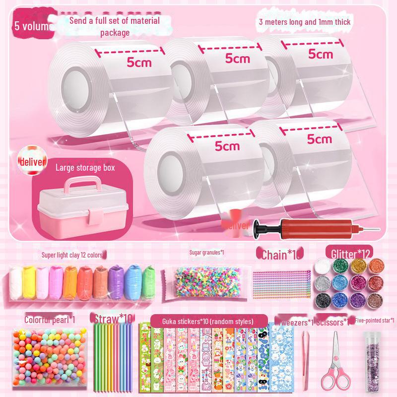 Nano Glue DIY Bubble Blowing Kit with Strong Sticky Double-Sided Tape and Decompression Toy