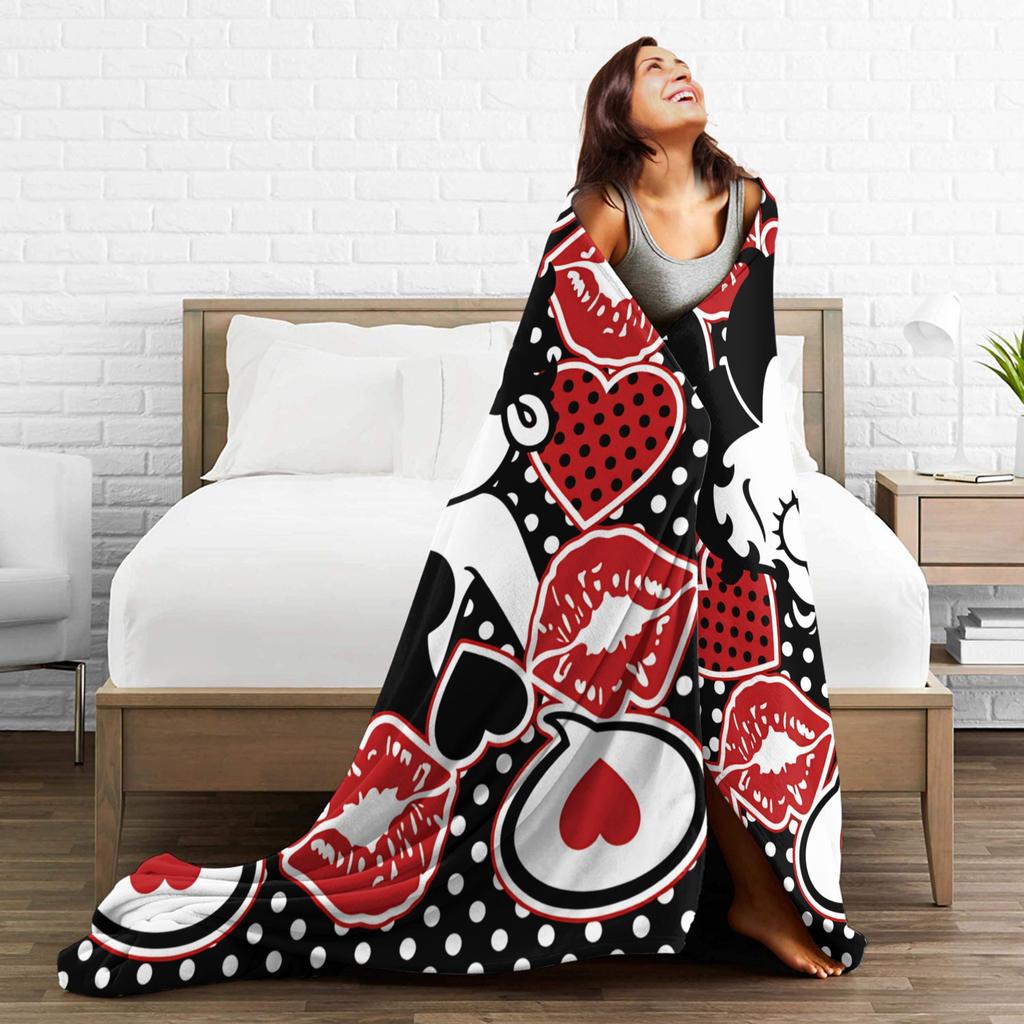 B-Bettys Boops Blanket  Super Warm Novelty Plush Throw Blanket For Bedroom Travel Office Flannel Bedspread Bed Cover