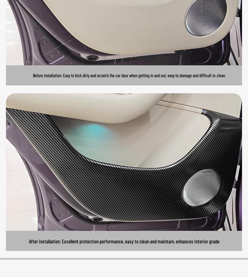 Luxeed R7 Carbon Fiber Car Door Kick Mats - Protective Interior Stickers