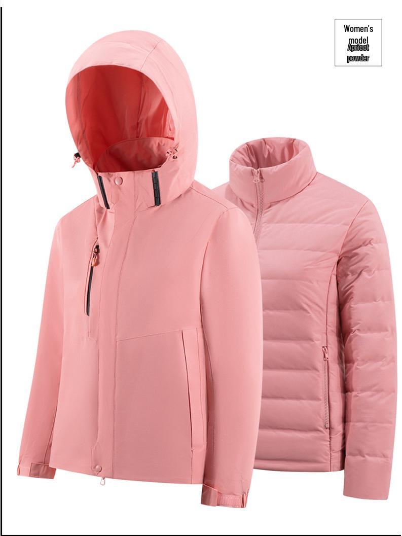 

Di Jia Unisex 3-in-1 Hooded Windbreaker with Detachable Down Jacket M