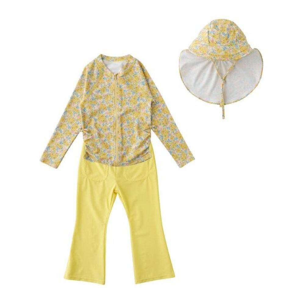 Little Ground Shirring Flower Swimsuit 76122 621 04 YELLOW/100