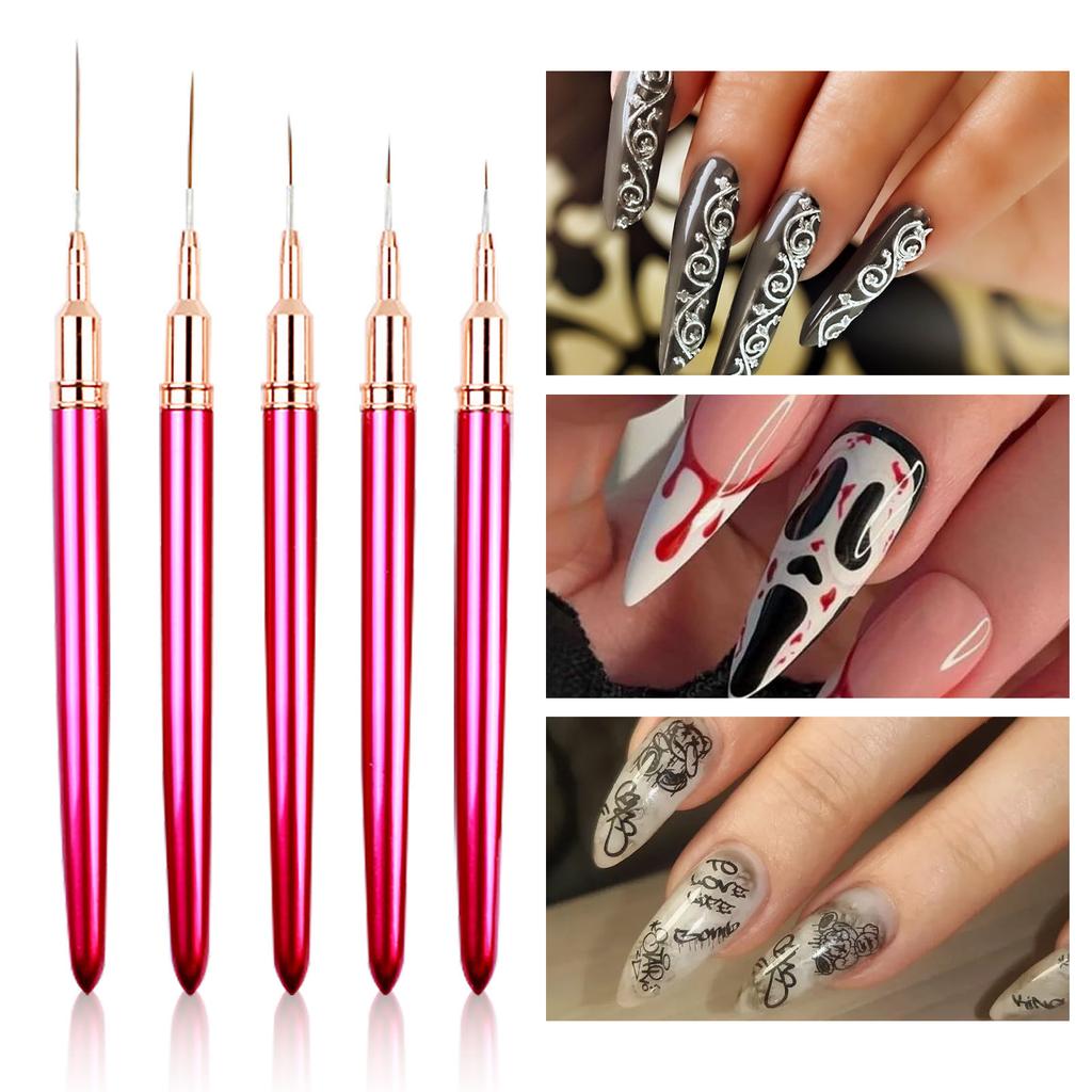5Pcs Liner Brush for Nails Nail Arts Brushes Professional Nail Detail Brush