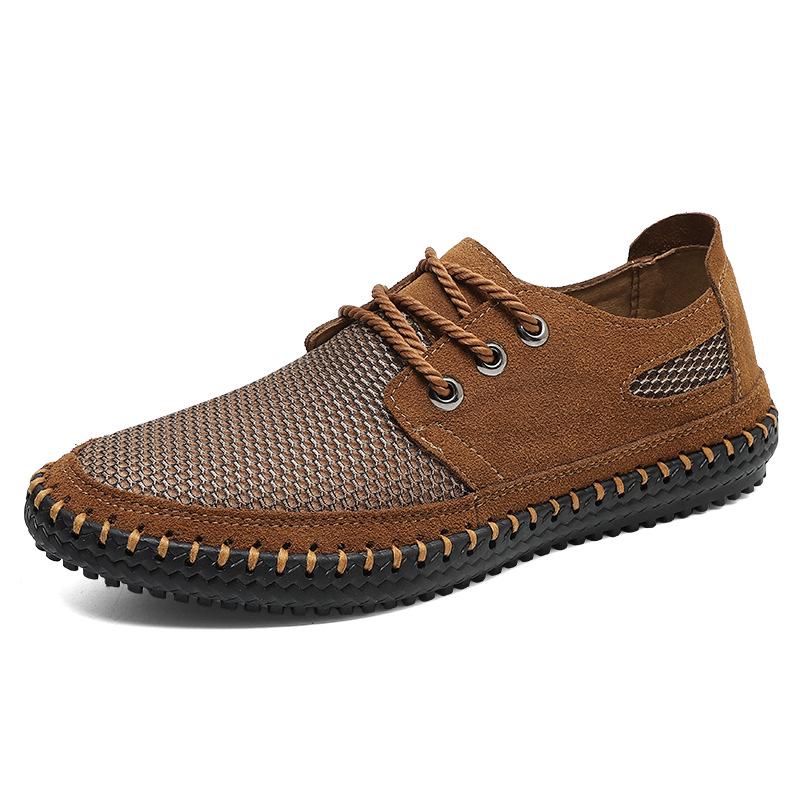 Men s Breathable Suede Leather Casual Hand-stitched Shoes - Large Size 38