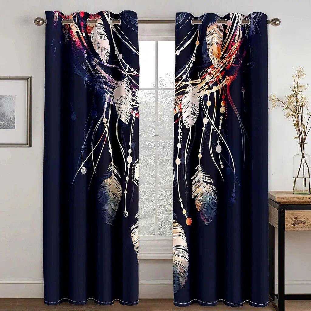 Boho Animal Wolf Dreamcatcher High Shading Curtains For Living Room Bedroom Window Drape Decor Multiple Colour Blackout Curtain