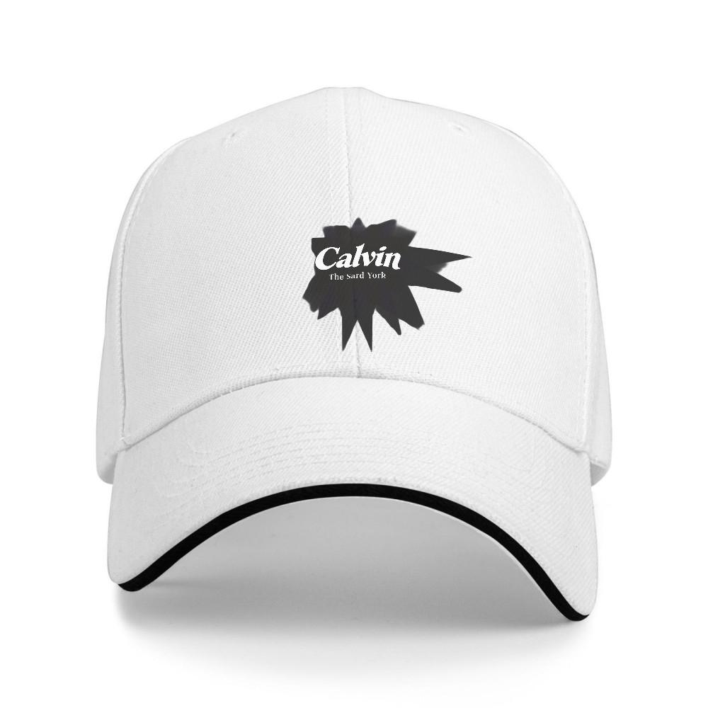Calvin Minimalist Bold Italic White Text Baseball Cap for Men and Women  Adjustable SnapOn Truck Cap Breathable Black and