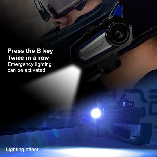 Motorcycle Helmet Headset IP67 Waterproof Noise Cancellation Rechargeable Hands-free Motorbike Bluetooth-compatible 5.0 Helmet Earphone