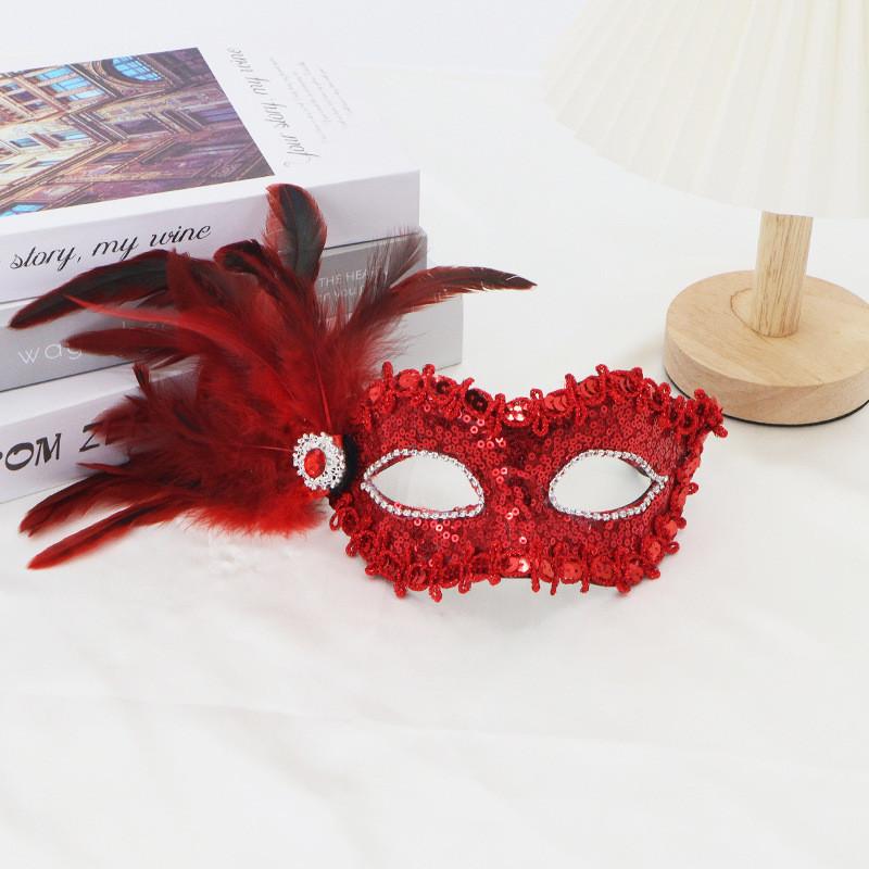 Halloween Female Costume Mask With Sequin Decor For Party And Night Event