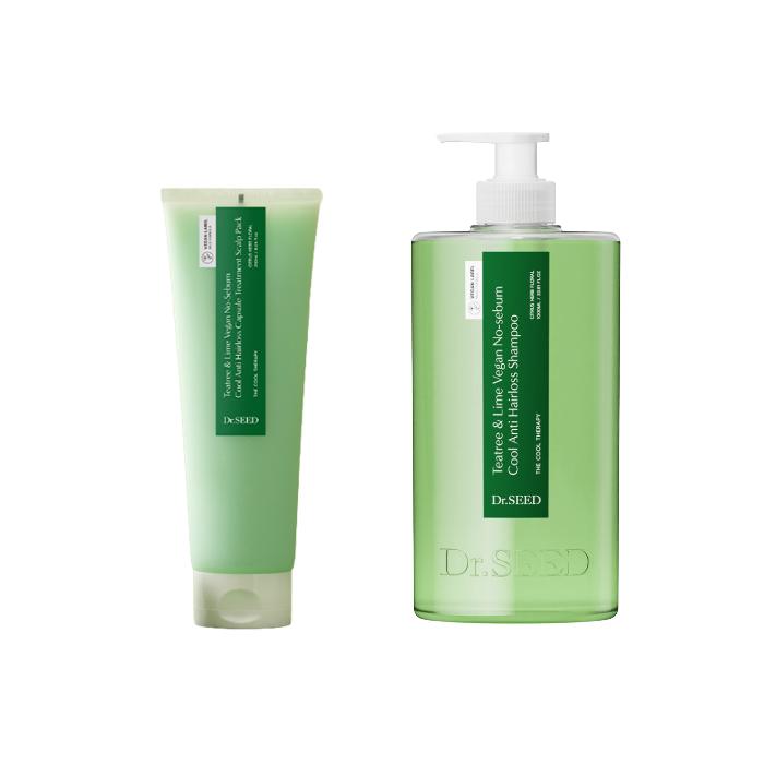 DR.SEED Teatree & Lime Vegan Oily Care Cool Anti-Hair Loss Shampoo 1000ml ,Water Scaler 500ml, Treatment Scalp Pack 250ml (13 Options)