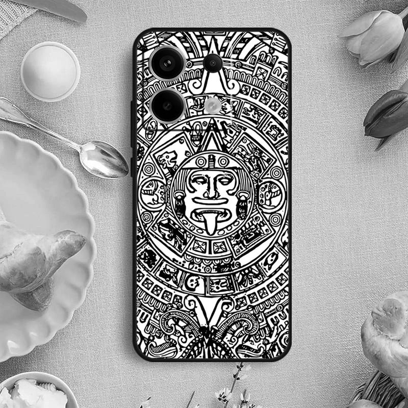 Mayan Calendar Wood Pattern Case For Xiaomi Redmi Note 13 Pro Note 12 11 9 10 Pro 10S 11S 12S Redmi 13C 10C 12C Cover