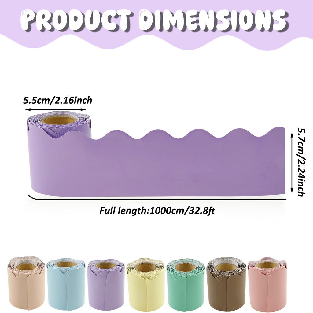 6/8 Rolls Classroom Bulletin Board Poster Border Sticker Colored Wavy Edge Paper Home Party DIY Wall Decoration Notice Board 10m