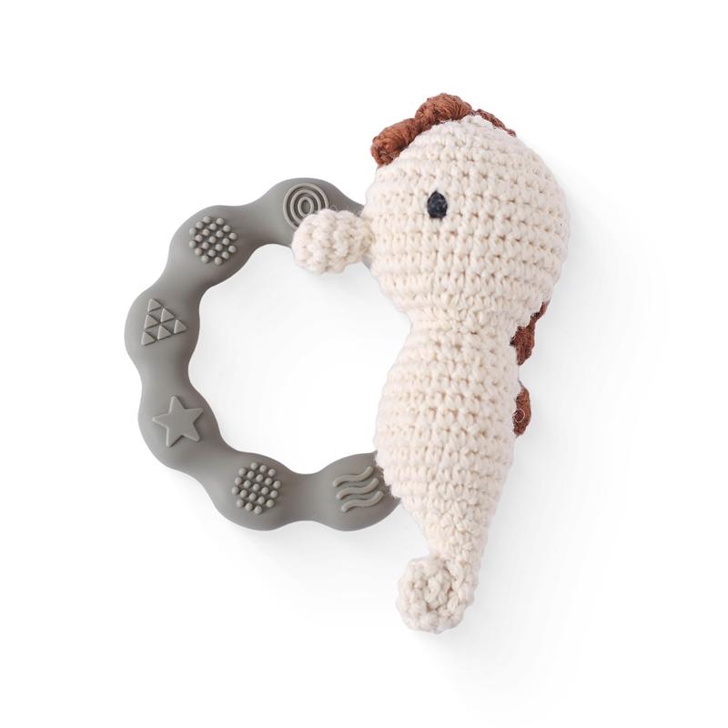 1Pc Crochet Animal Bear Rattle Toy Soother Bracelet Wooden Teether Ring Baby Product Mobile Pram Crib Wooden Toys Newborn Gifts