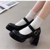 Women's High Heels Pumps Mary Jane Shoes Platform Pink Black Wine Red White Block Heeled Working Party Dance Wedding Shoe Female