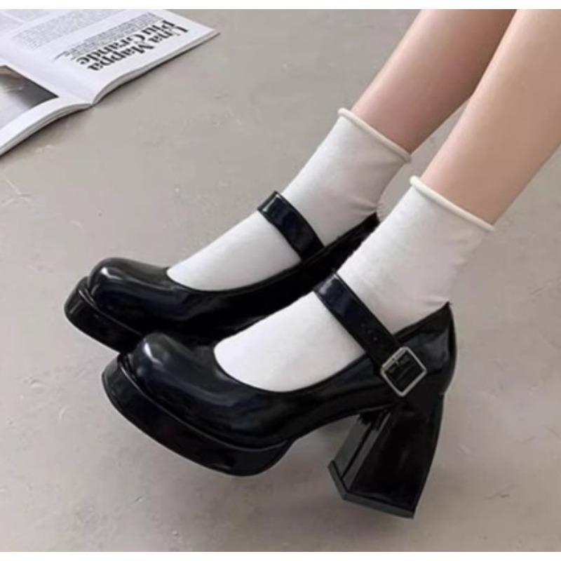 Women's High Heels Pumps Mary Jane Shoes Platform Pink Black Wine Red White Block Heeled Working Party Dance Wedding Shoe Female