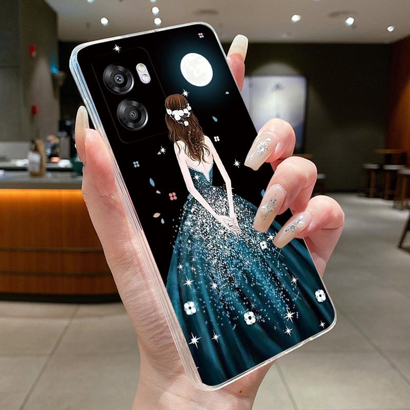 Case For OPPO A57 5G/A77 5G/Realme V23 5G/Narzo 50 5G Flower Butterfly Phone Cases Soft Silicone Transparent TPU Jelly Cover