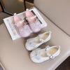 Girls princess leather shoes 2025 autumn new baby crystal single shoes versatile casual princess style performance shoes student shoes