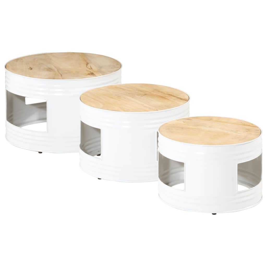 Barrel Bar Tables, Set of 3, Rough Mango Wood
