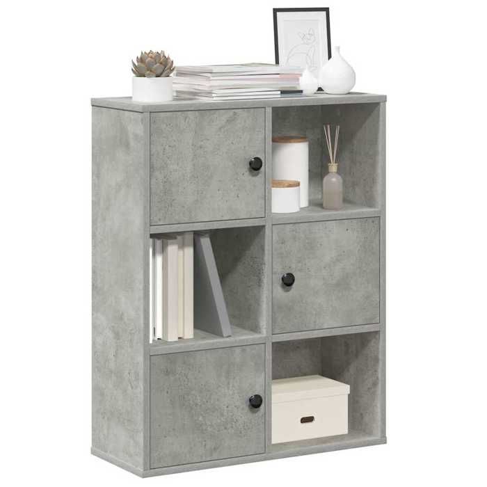 VidaXL Bibliothèque gris béton 60x24x76,5 cm bois d'ingénierie, étagère à livres, support de rangement, support à livres, 860385