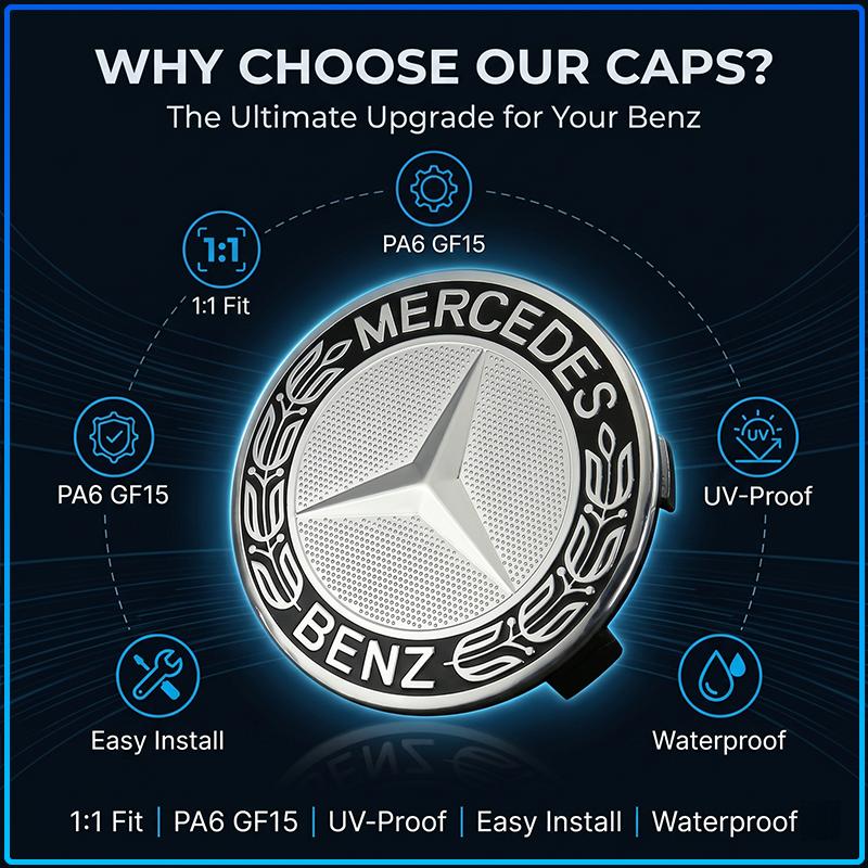 4 Stück 75MM Auto-Emblem Radnabenkappe Abdeckungen Auto-Felgenabdeckung für Mercedes benz AMG W204 W203 W212 W211 W124 W210 GLC GLE E CLA GLA W205