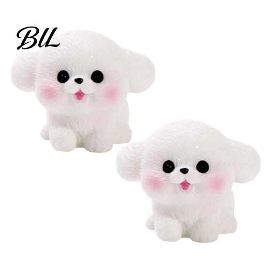 Creative Desk Accessories 2Pcs Mini Dog Figurines, Cute Resin Puppy Miniature Animal Figures, Small Handmade Figures Ornaments for Micro Landscape,
