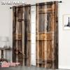 2pcs, Curtain Cloth 2D Plane Printing Rustic Chic Wooden Barn Door Versatile Polyester (without Rod) Stuff Clearance for Bedroom