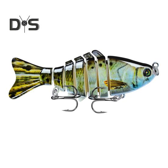 10CM/15.5G Multi-Jointed Fishing Lure with Hooks Realistic 7-Section Swimbait Plastic Artificial Bait Freshwater Saltwater Fishing Accessories