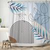 Nordic Wind Shower Curtain Abstract Aesthetic Arch Sun Leaf Modern Minimalist Bathroom Curtain Waterproof for Hotel Bathtub