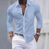 Moda Uomo Nuova Primavera Autunno Camicia a Quadri con Taschino Vestibilità Slim Casual Manica Lunga