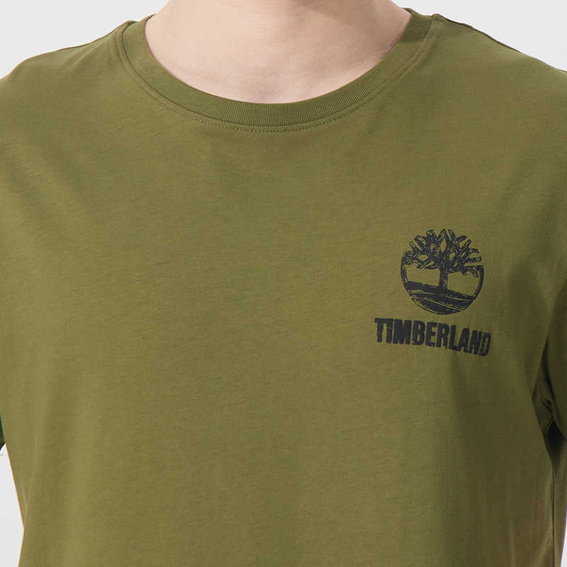 Timberland Letter Print Outdoor Casual Simple Comfortable Breathable Pullover Round Neck Short Sleeve T-Shirt Unisex Tops Olive-Green A42Q5-EG5