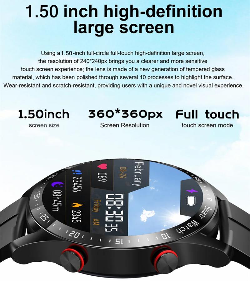 2025 New 1.5 inch Smart Watch Men Bluetooth Call Heart Rate ECG Health Fitness Sports Watch Waterproof Business Man Smartwatch