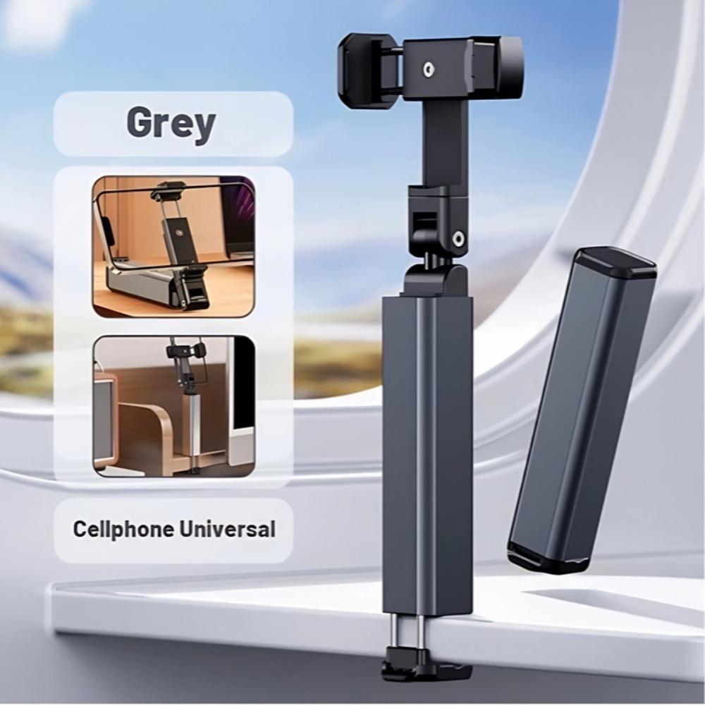 

Portable Foldable Travel Phone Holder Stand, 360° Rotatable Lazy Bracket Design, For Desktop Live Streaming Video Watching Use сірий