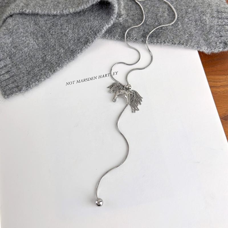Vintage Zodiacal Horse Layering Necklace Stainless Steel Copper Neckchain For Women Fashion Jewelry Accessory Gift