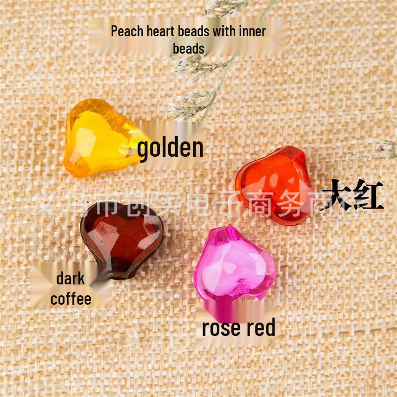 Heart-Shaped Acrylic Beads for Children s Crafts - Perfect for Necklaces  Door Curtains Peach Heart Beads Inside Beads