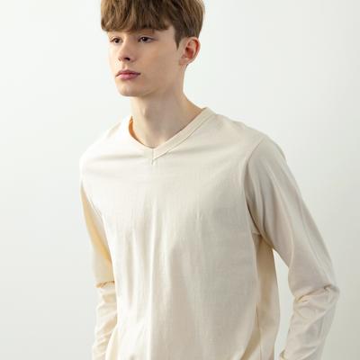 Kojeuneog Plain Men'S V-Neck Long Sleeve T-Shirt
