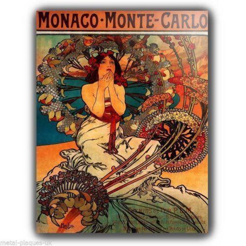 METAL SIGN PLAQUE Alfons Alphonse Mucha MONACO VINTAGE SHABBY CHIC FRENCH posterAluminum 20x30cm(7.8x11.8inch)