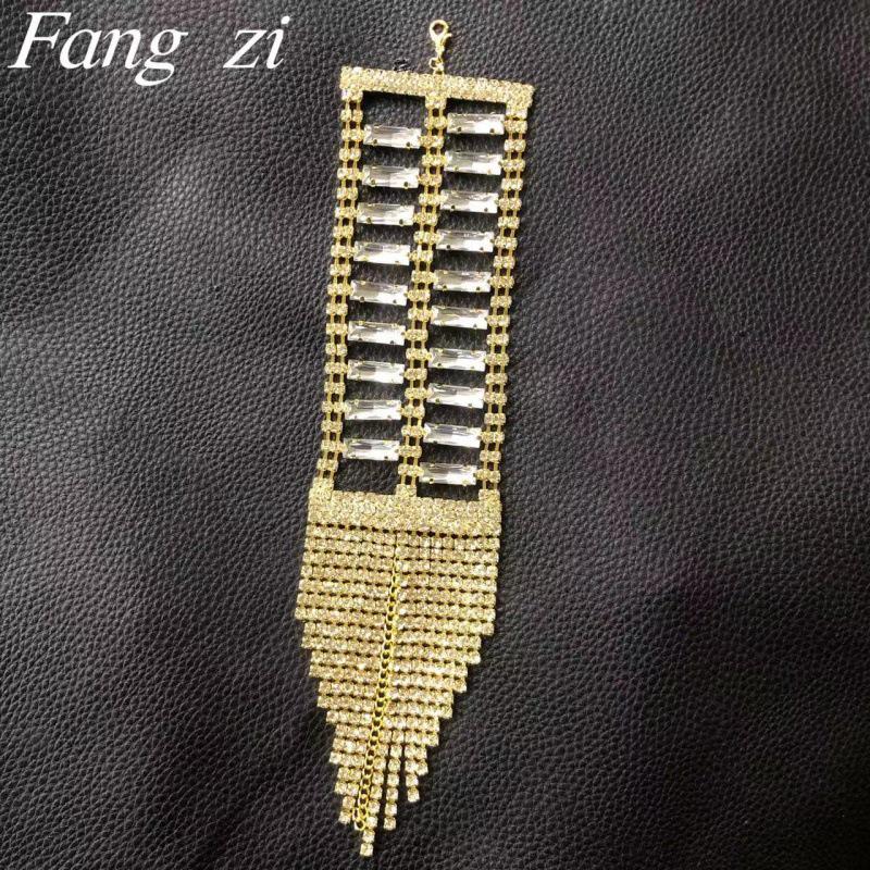Glam Tassel Rhinestone Bracelet: Full Diamond Fashion Jewelry for Women