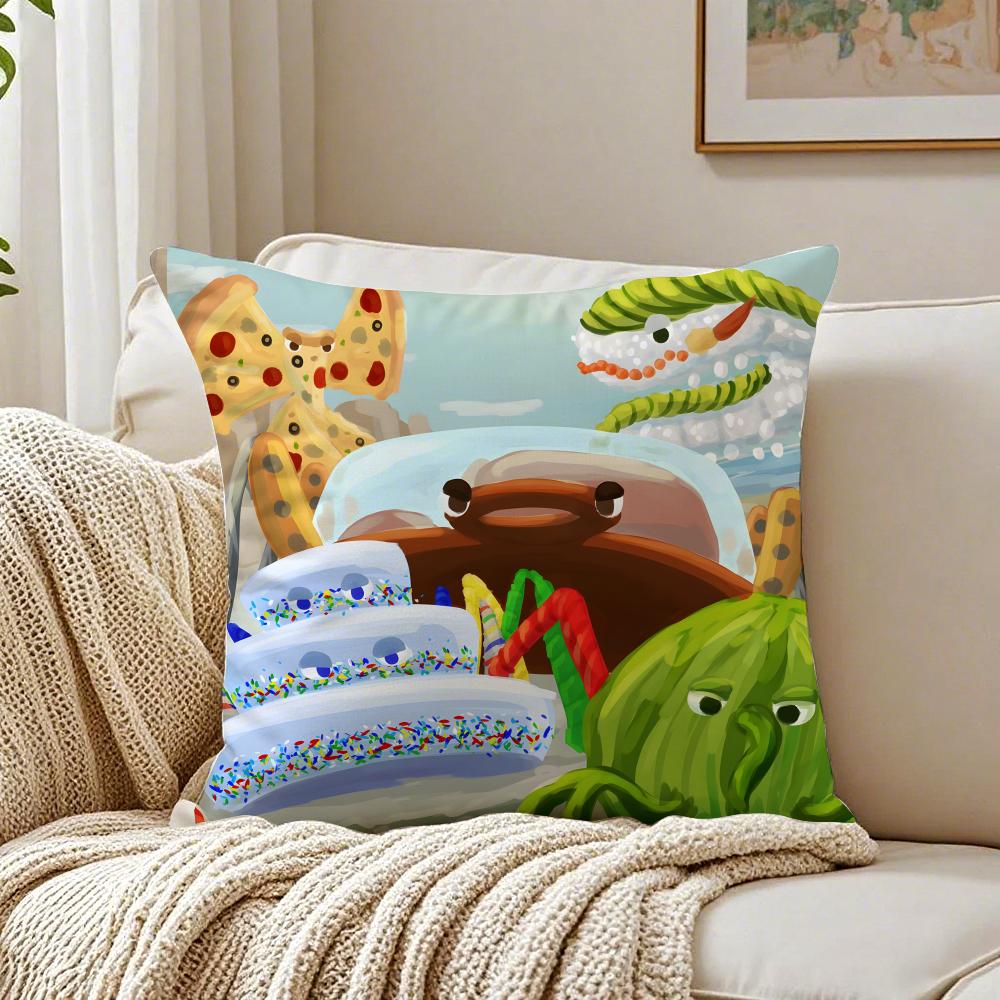 Funny fashion icon colorful BBugsnax Cushion Cover Linen Pillowcase Soft  for Sofa Bed Home Room Decor