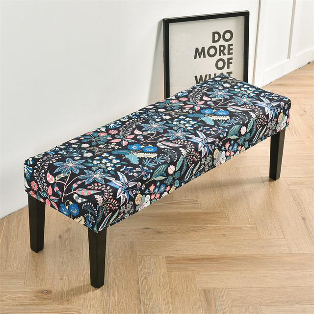 Blomstertrykt benktrekk Spisestue Stretch Spandex Pianokrakkdeksler Rektangel Seng Lang krakkdeksel Møbler Hjemmedekor