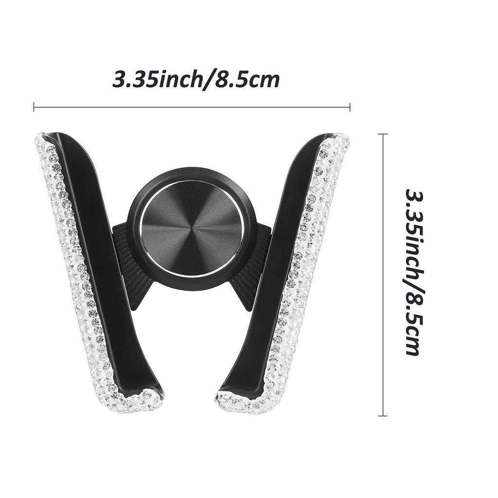 Rhinestone Car Phone Holder: Diamond Air Vent Stand with Full Sparkle