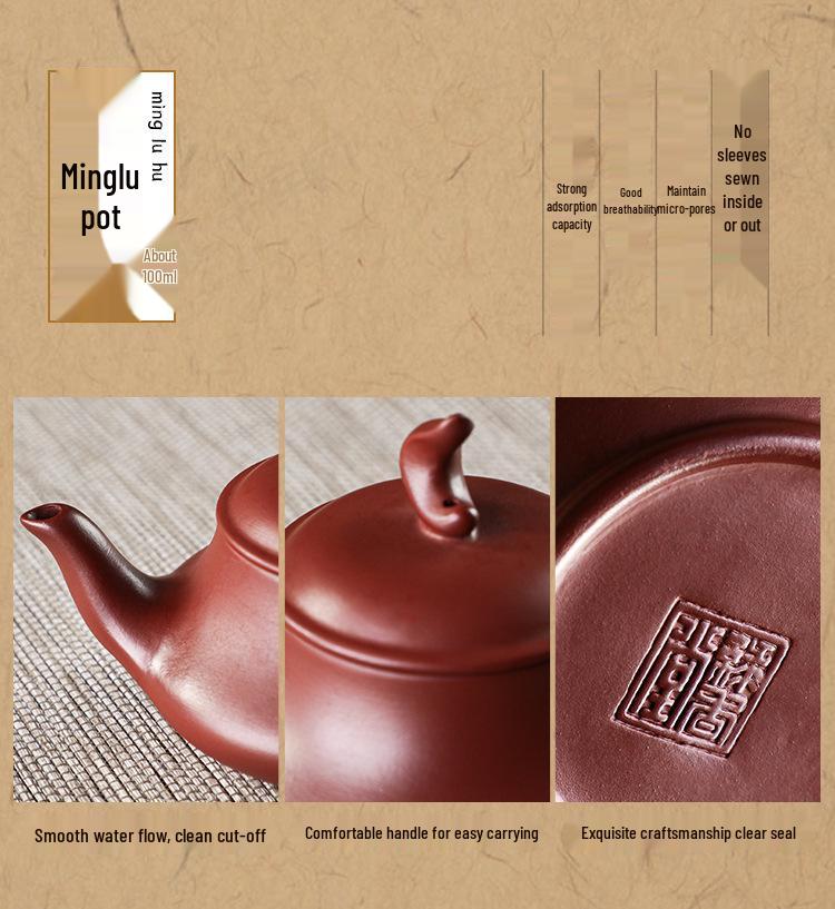 Chaozhou Red Clay Handcrafted Zisha Tea Pot - Small Capacity Brewing Ware